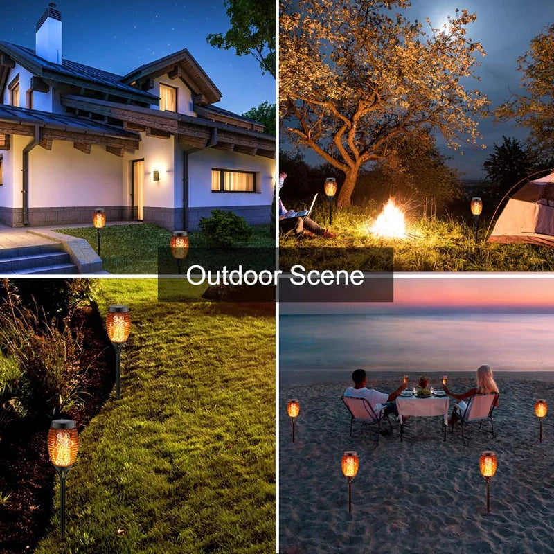 4-16Pcs Solar Flame Torch Lights, Waterproof Garden Decoration Outdoor Lawn Path Yard Patio Floor Lamps