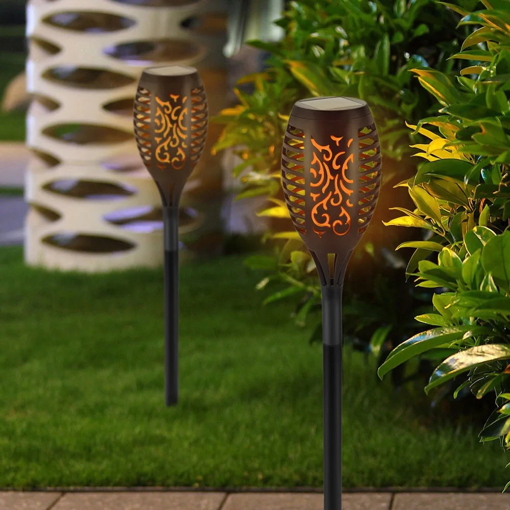 4-16Pcs Solar Flame Torch Lights, Waterproof Garden Decoration Outdoor Lawn Path Yard Patio Floor Lamps