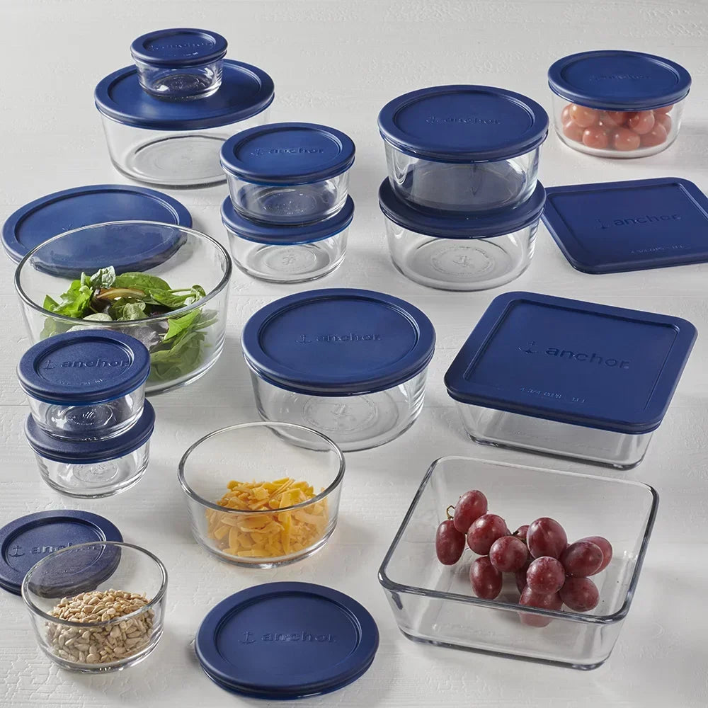 Kitchen Organizer Clear Glass Food Storage (30 Piece Set)