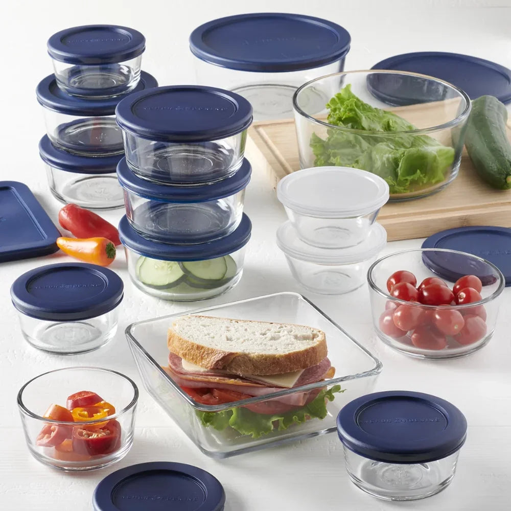 Kitchen Organizer Clear Glass Food Storage (30 Piece Set)