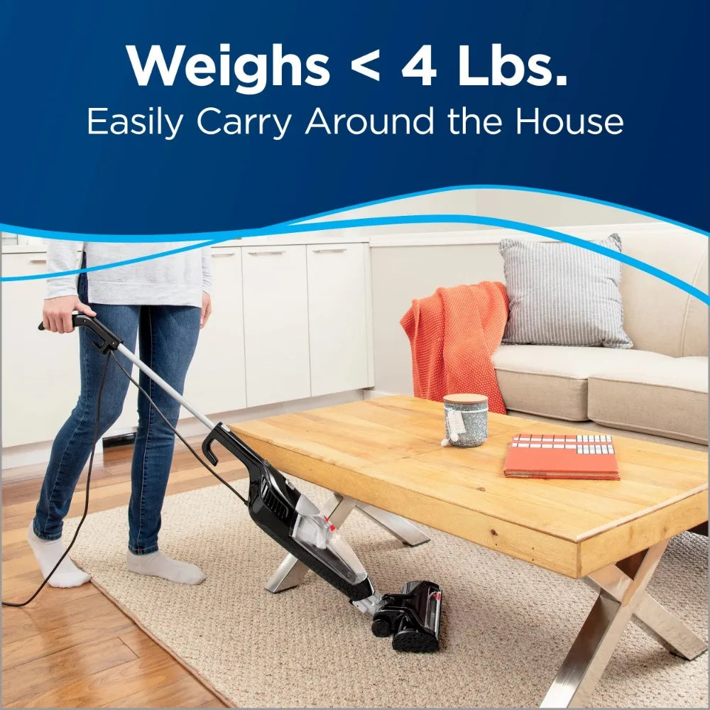 3-in-1Lightweight Stick Vacuum for quick pickups on multiple surfaces, including carpet, bare floors and stairs