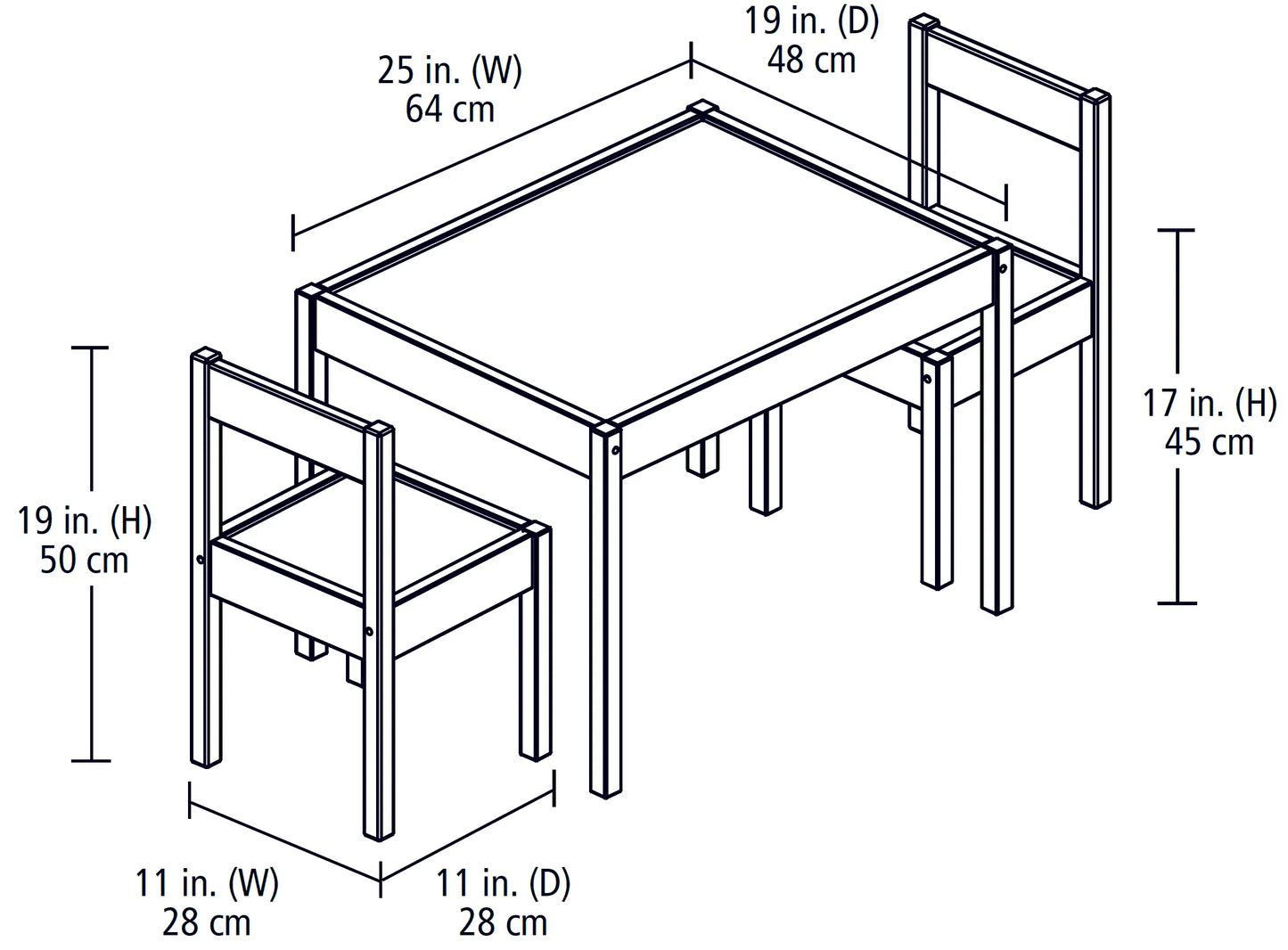 3-Piece Table and Chairs Set for children