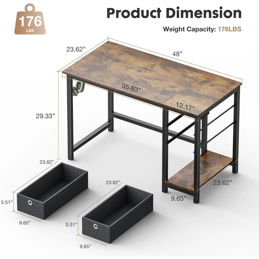 Computer Desk,Drawers 48Inch Office