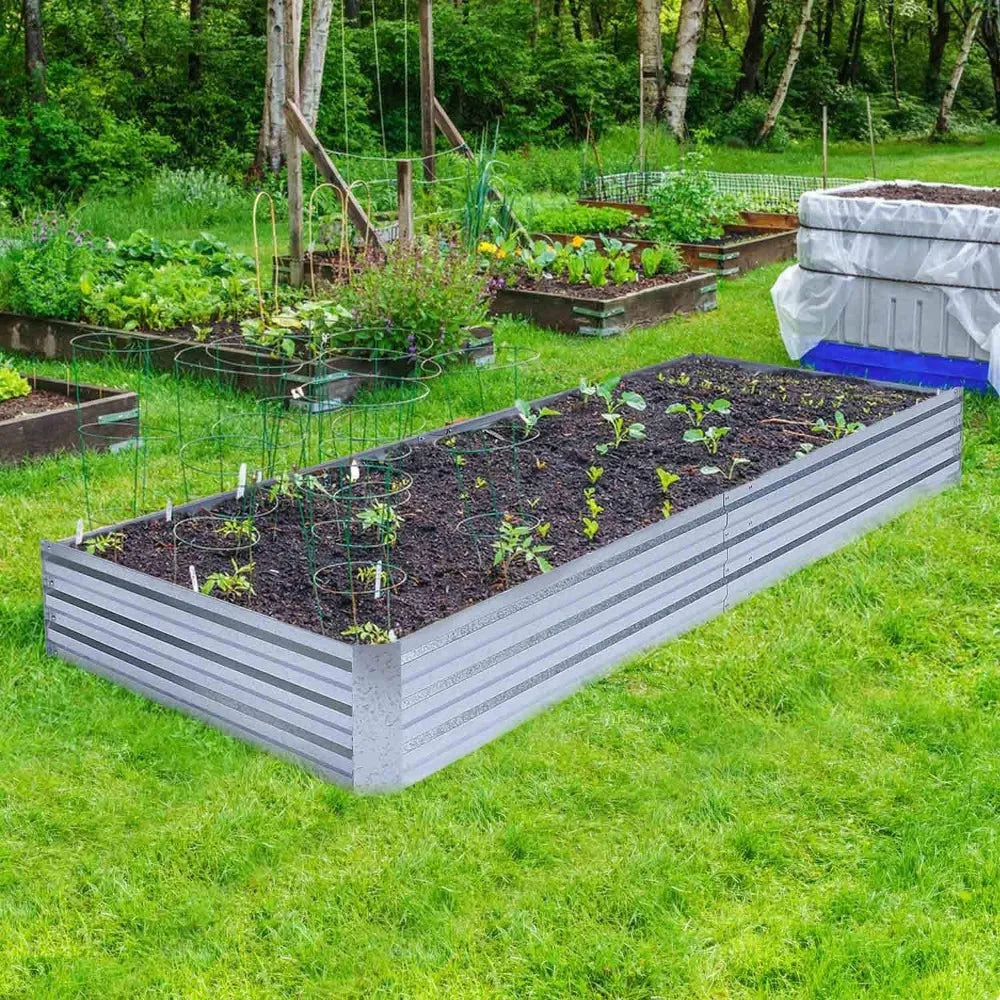 Garden Beds for Vegetables Large Metal Planter Box Steel Kit Flower Herb, 8x4x1ft